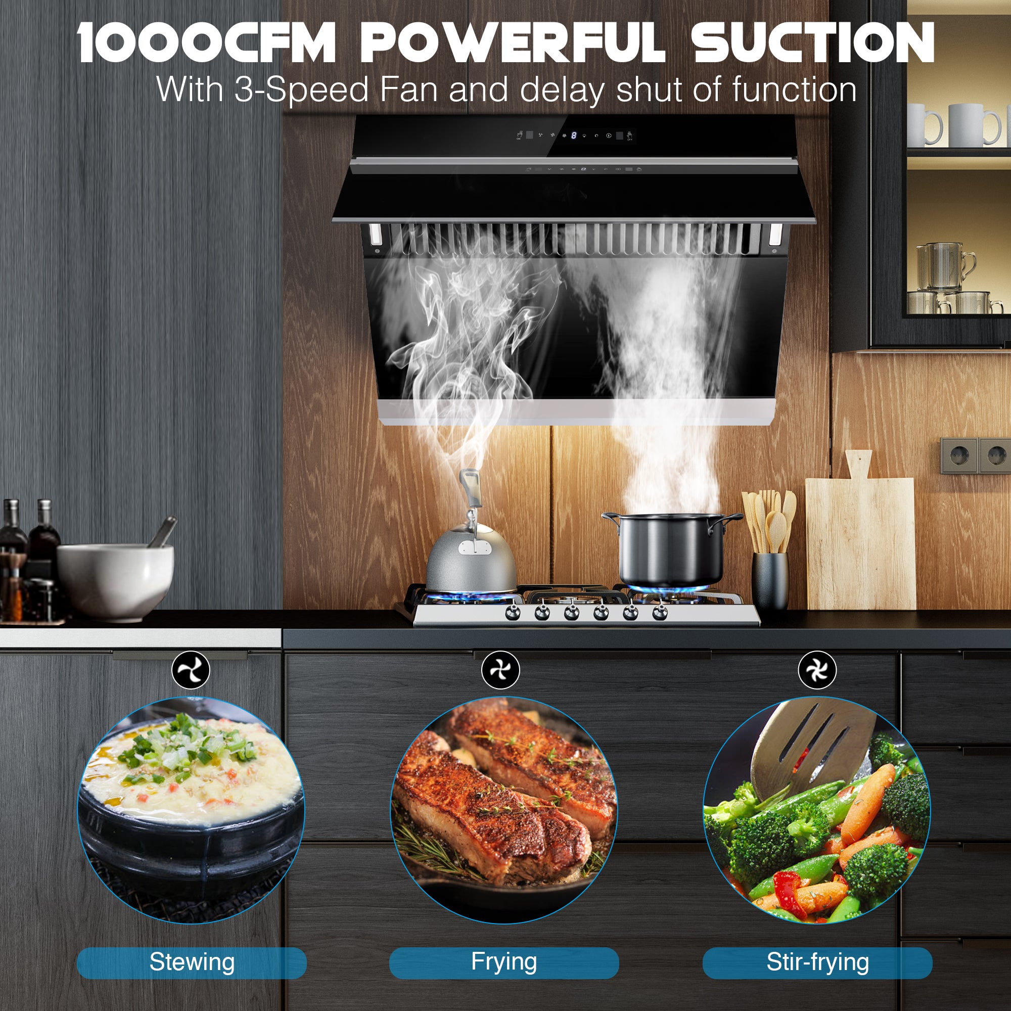 Tieasy 30 inch 900 CFM Wall Mount or Under Cabinet Range Hood with Heating Auto-Cleaning Function - ‎USCX08T75